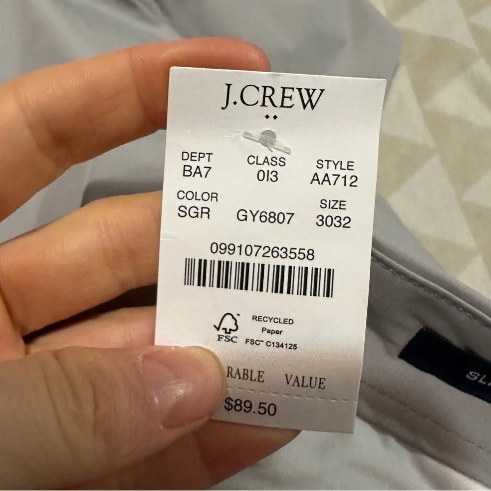 J crew Slim-fit tech pant Scarborough Grey  30 x 32